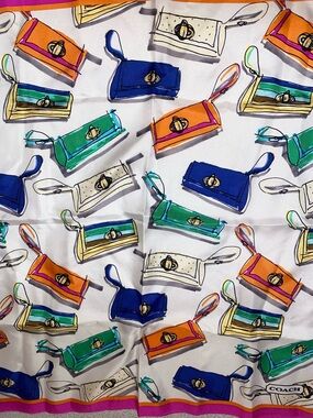 Coach Silk Scarf F98095 Wristlet Print Square 22x22 Multicolor NWT